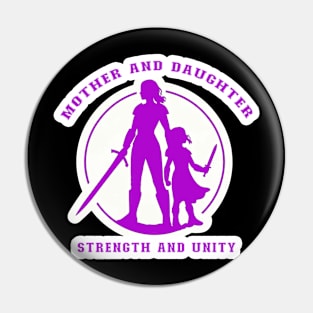 Mother and Daughter Warrior Silhouette - Strength and Unity Tee Pin