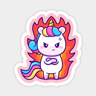 Cute Unicorn Angry Cartoon Magnet