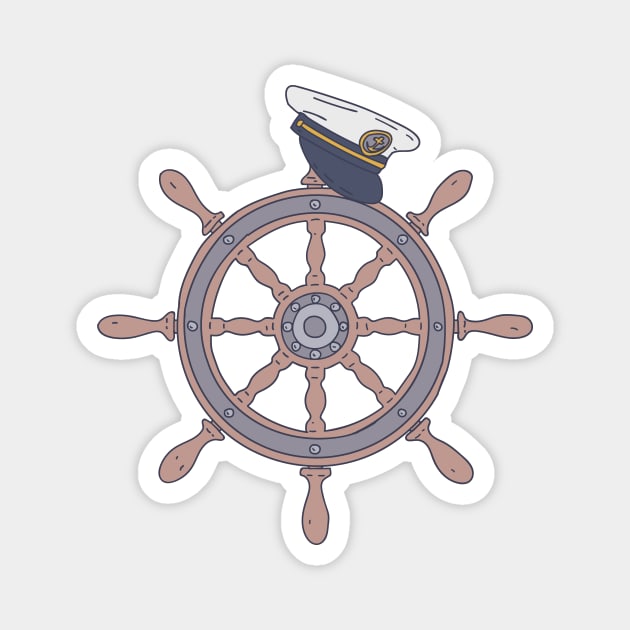 Steering Captain - Wooden Wheel Graphic - Shipmaster Magnet by DeWinnes