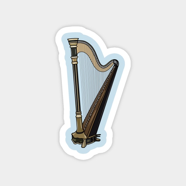 Harp cartoon illustration Magnet by Miss Cartoon