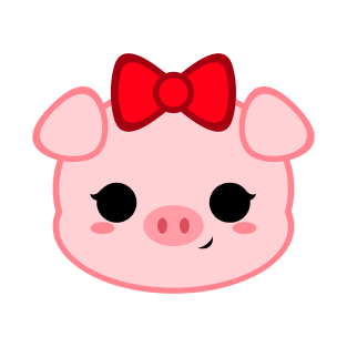 Cute Pig with Red Bow T-Shirt