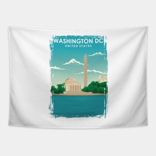 Washington DC Vintage Minimal Retro Travel Poster Tapestry