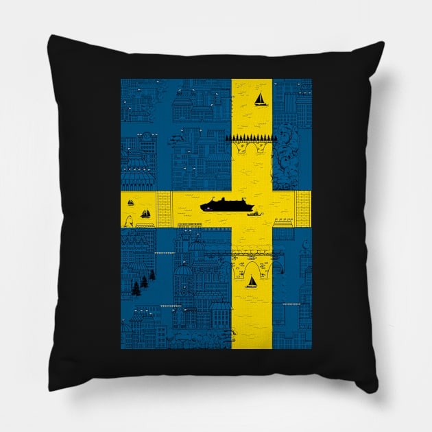 Sweden / Gothenburg Pillow by Innsmouth