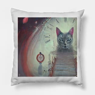 cat with pink ears Pillow