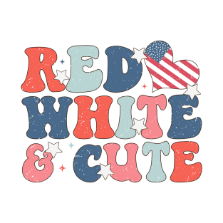 Red White & Cute 4th July Retro Independence Day T-Shirt