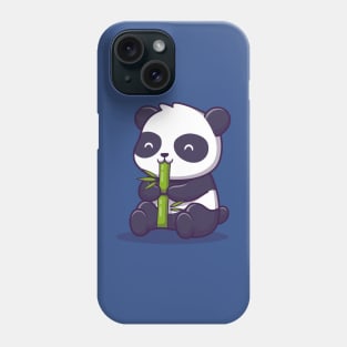 Cute Panda Eat Bamboo Cartoon Vector Icon Illustration (2) Phone Case