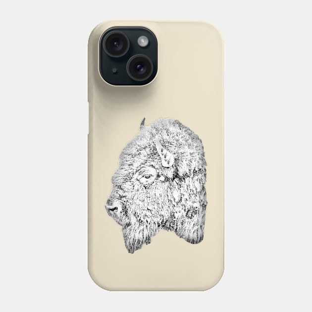 Drawing conversion of a Buffalo head Phone Case by dalyndigaital2@gmail.com