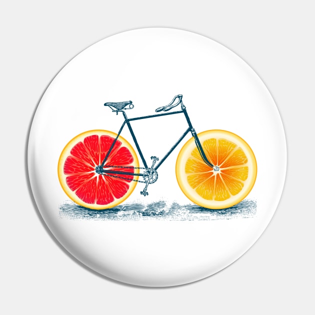 Vintage Orange Old Bike with Retro Cycle Frame Pin by Olloway