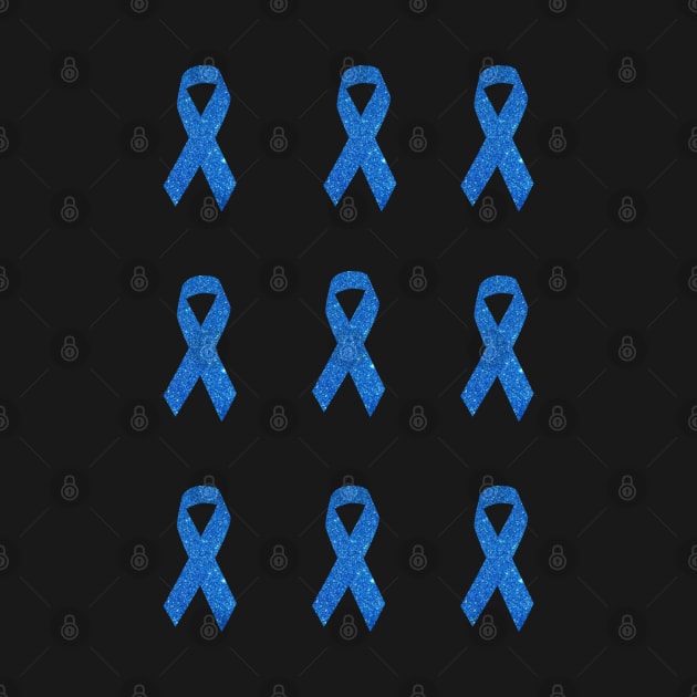 Blue Faux Glitter Awareness Ribbon Pack by Felicity-K