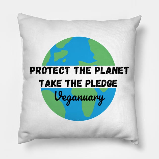 Protect The Planet, Take The Pledge split - Veganuary Pillow by DesignsBySaxton