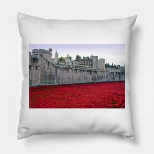 Tower of London Red Poppies Pillow