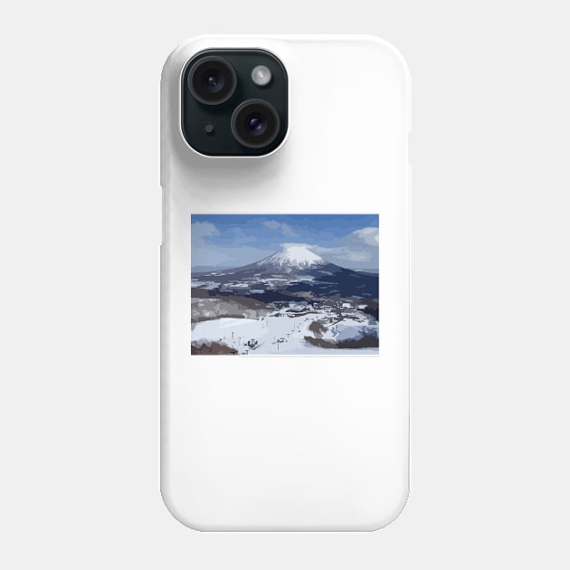 Niseko Ski Painting Phone Case by gktb