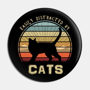 Easily Distracted By Cats Sunset Pin