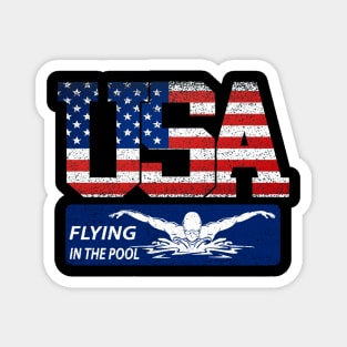 Vintage Flying In Pool USA Flag Swimming World Record 2021 Magnet