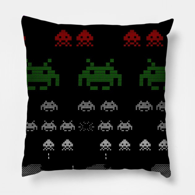 Knitted Space Invaders Pillow by TeeTeeProject