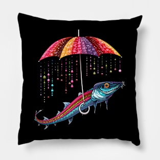 Oarfish Rainy Day With Umbrella Pillow