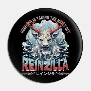 Reinzilla The King of Xmas Reindeer Pin