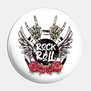 Lets Rock Rock&Roll Skeleton Hand Retro Vintage Rock Concert Pin