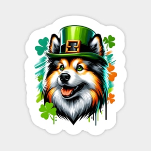 German Spitz in Leprechaun Hat for St. Patrick's Magnet