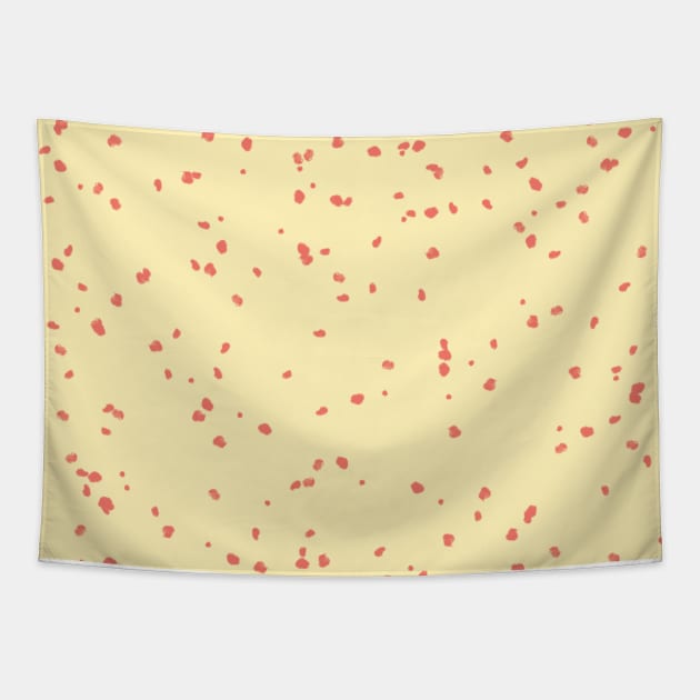 Dotted Living Coral on Pale Yellow Tapestry by speckled