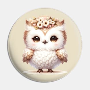 Cute Fluffy Baby Owl Pin