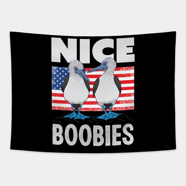 Funny July 4th American Flag Nice Boobies Gift Tapestry by qwertydesigns