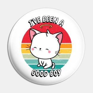 Cute white cat is a good boy Pin