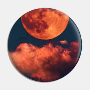 Halloween orange sky orange moon orange cloud Aesthetic Pin