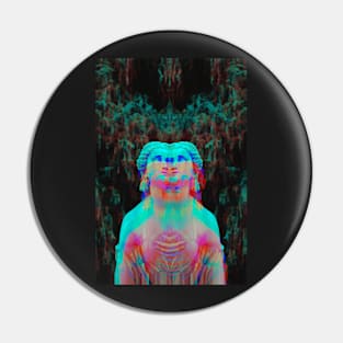 TRIPPY STATUE - Glitchy Abstract Neon Pin