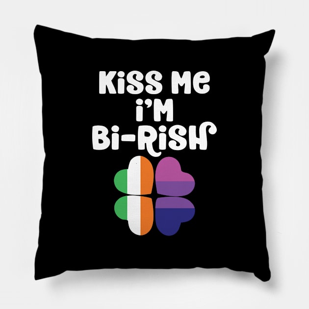 Kiss Me I'm Birish St Patrick's Day Bisexual Irish LGBTQ Pillow by TheBlackCatprints