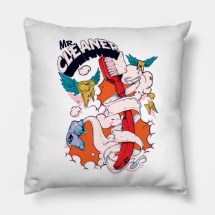 Mr. Cleaner Dentist Toothbrush Design Pillow