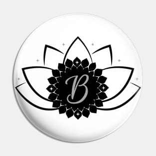 B - Lotus Flower Monogram Pin