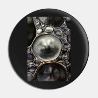 Onyx & Silver Bubble Abstract Pin