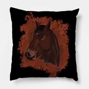 Realistic digital horse portrait Pillow