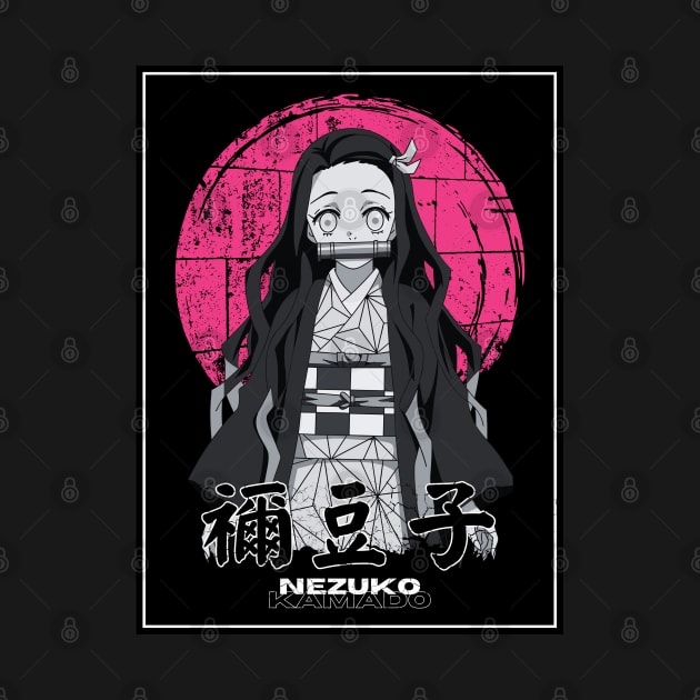 Nezuko's Allure: Vintage Grayscale with a Fuchsia Grunge Twist IKIGAISEKAI by IKIGAISEKAI