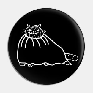 Minimal White Line Chonk Cat Halloween Horror Costume Pin