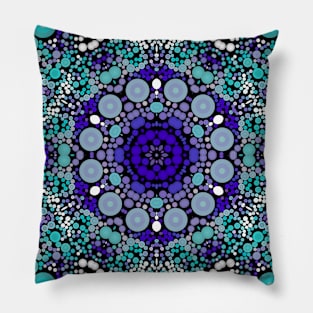 Dot Mandala Flower Purple Blue and White Pillow