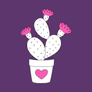 cactus in the pot with pink flowers T-Shirt