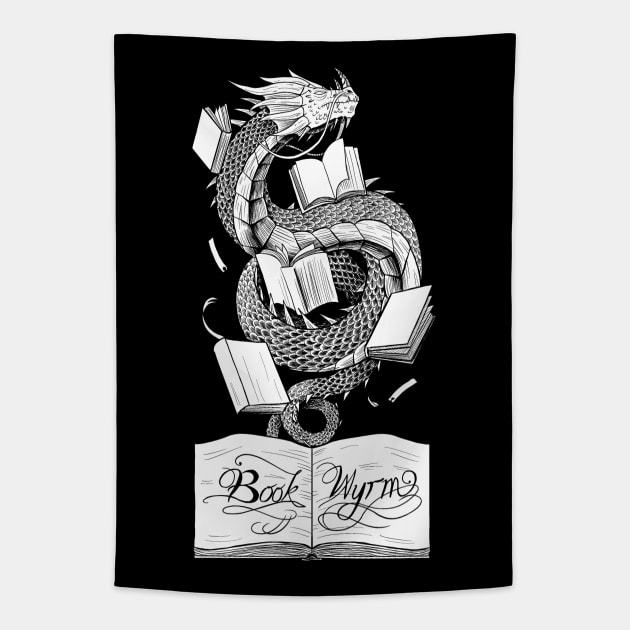 Book Wyrm (achromatic) Tapestry by el_graphinx