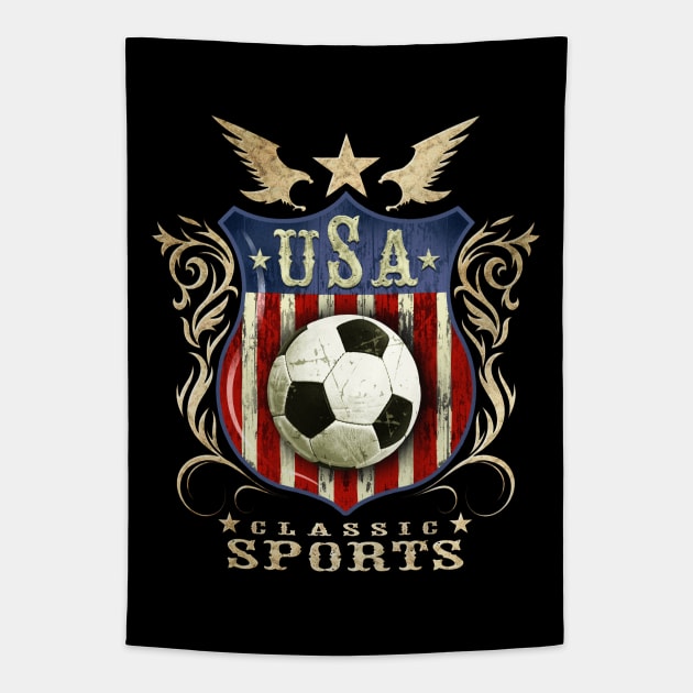 USA Classic vintage Soccer sports logo. Tapestry by Artizan