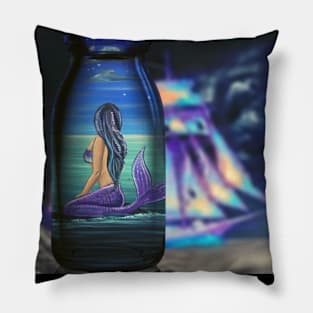 Mermaid in a Bottle (design on back) Pillow