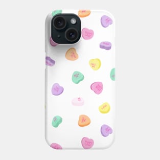 Valentines Day Conversation Hearts Candies Pattern - White Phone Case