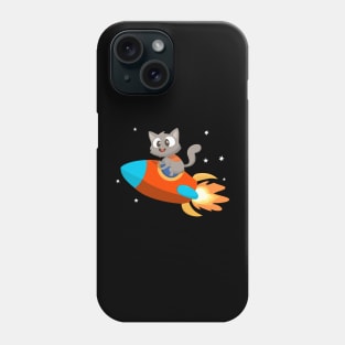 Cute cat riding on rocket - funny cat design Phone Case