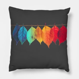 Rainbow Colored Leaves Pillow