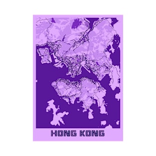 Hong Kong - Hong Kong Lavender City Map T-Shirt