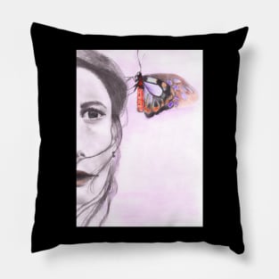 Girl with Butterfly Pillow