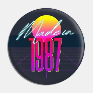 Made In 1987 ∆∆∆ VHS Retro 80s Outrun Birthday Design Pin