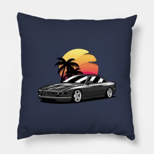 Black E31 860 Coupe Sunset Palms Pillow