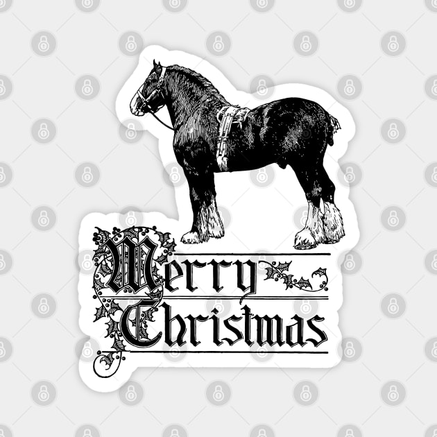 Merry Christmas with Draft Horse Magnet by Biophilia