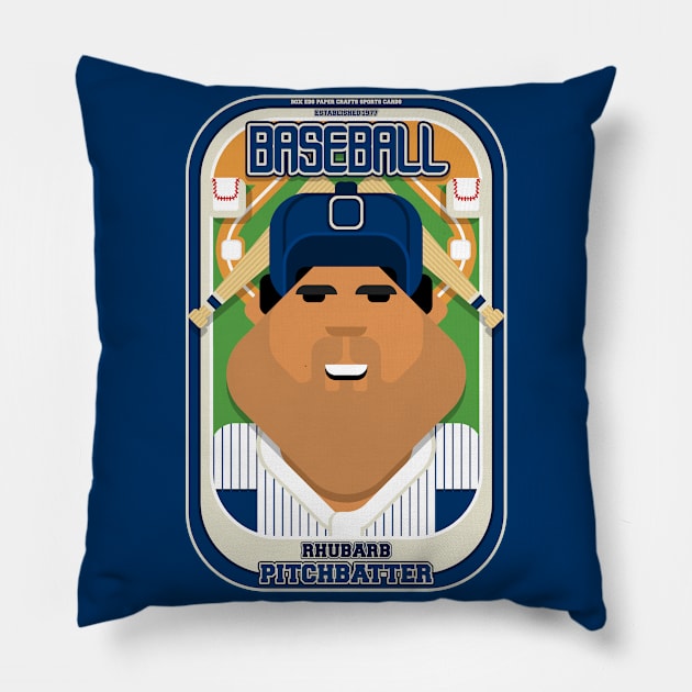 Baseball Blue Pinstripes - Rhubarb Pitchbatter - Seba version Pillow by Boxedspapercrafts